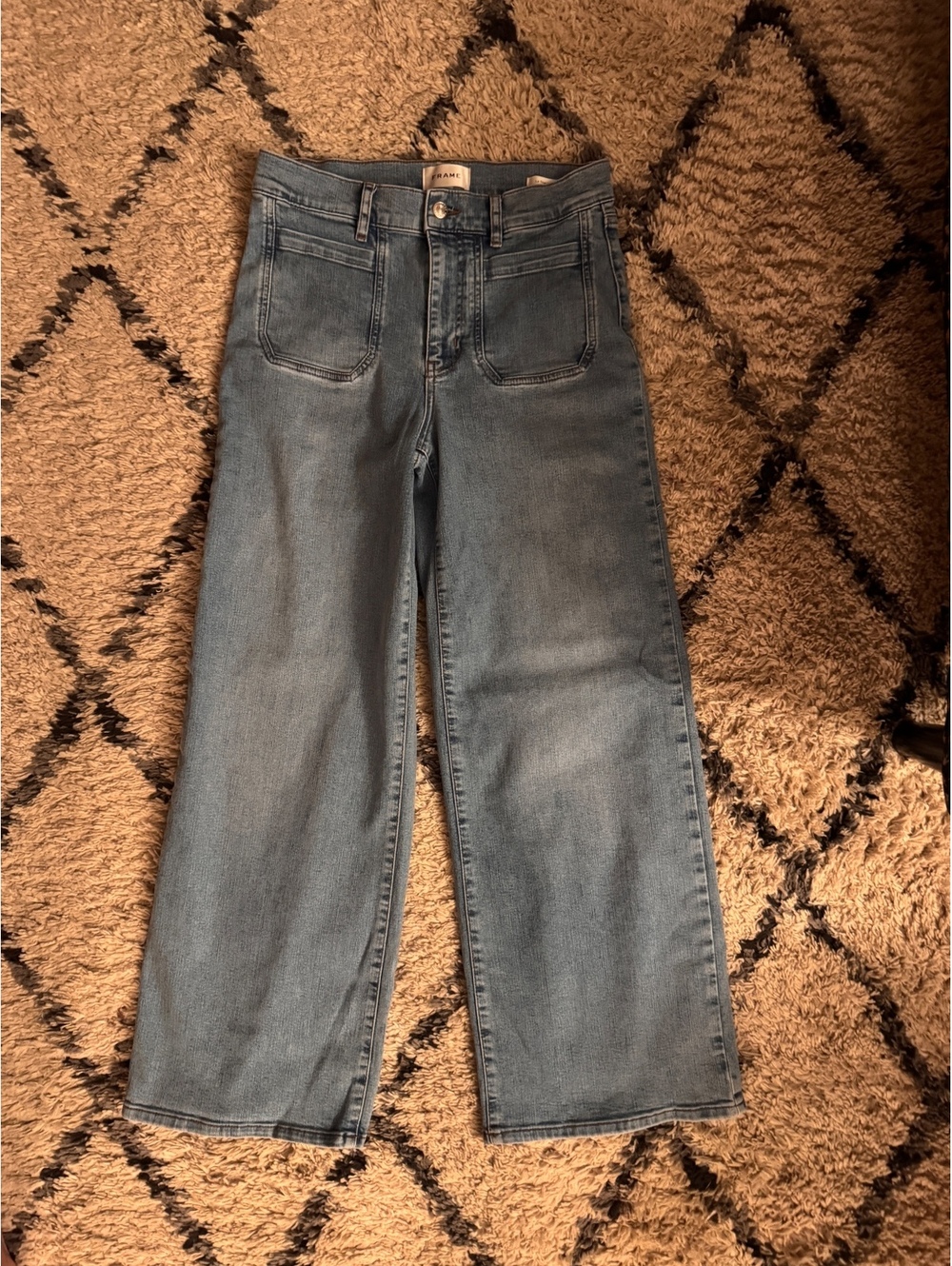 FRAME Le Slim Palazzo Patch Pocket Jeans Size 29 High Rise Wide Leg